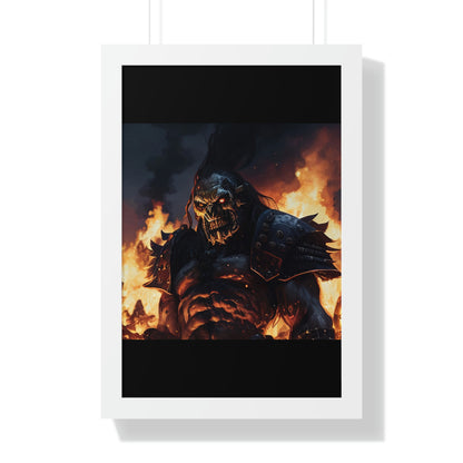 Burning Triumph: A Powerful Orc Warrior Emerges Victorious from the Flames as He Strikes Fear in Those Fleeing the Battle Field
