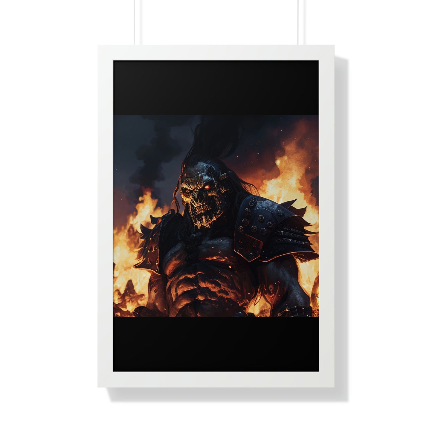 Burning Triumph: A Powerful Orc Warrior Emerges Victorious from the Flames as He Strikes Fear in Those Fleeing the Battle Field